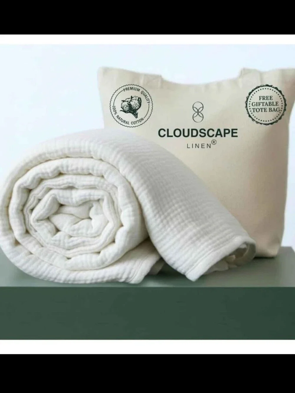 CLOUDSCAPE 100% Cotton 4 Layer Muslin Blanket Queen Oversized, 92x92